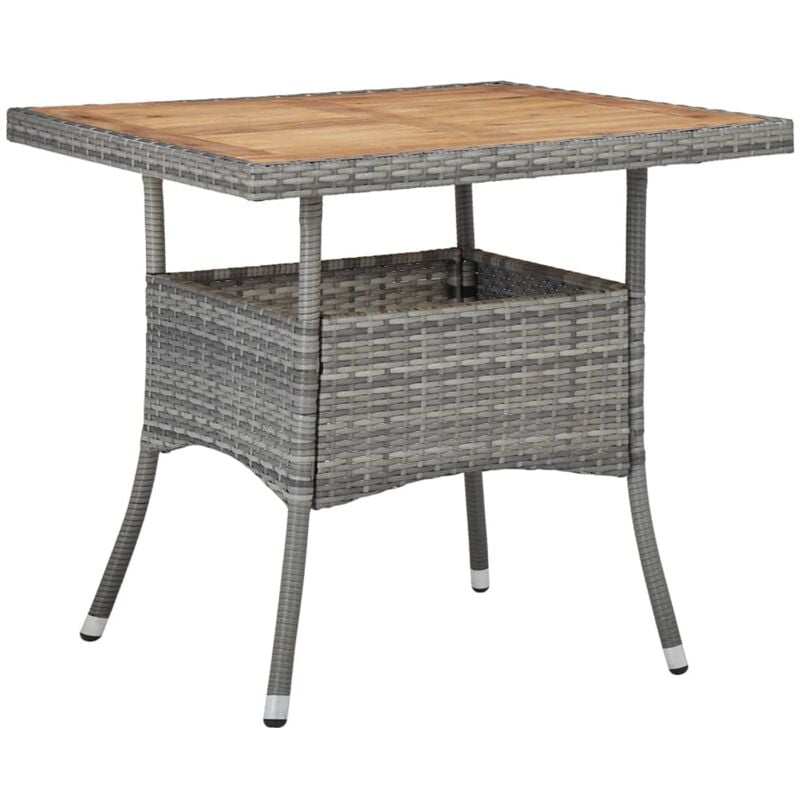 foto del prodotto vidaxl tavolo da pranzo esterno grigio polyrattan e massello d acacia