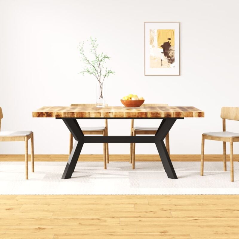 foto del prodotto vidaxl tavolo da pranzo in massello di mango e acciaio a croce 180 cm