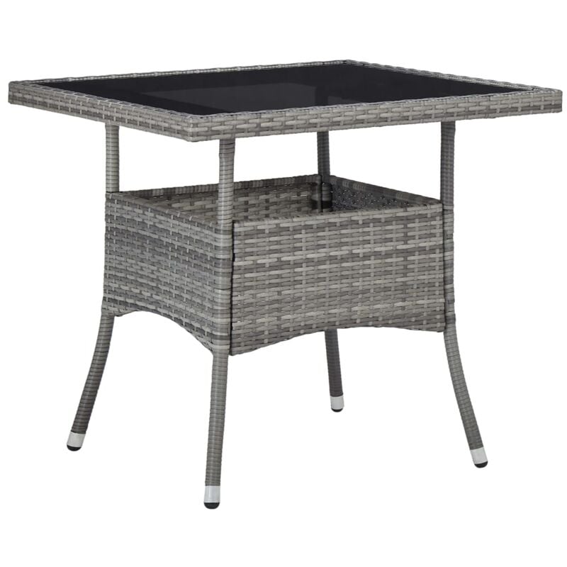 foto del prodotto vidaxl tavolo da pranzo per giardino in polyrattan grigio e vetro