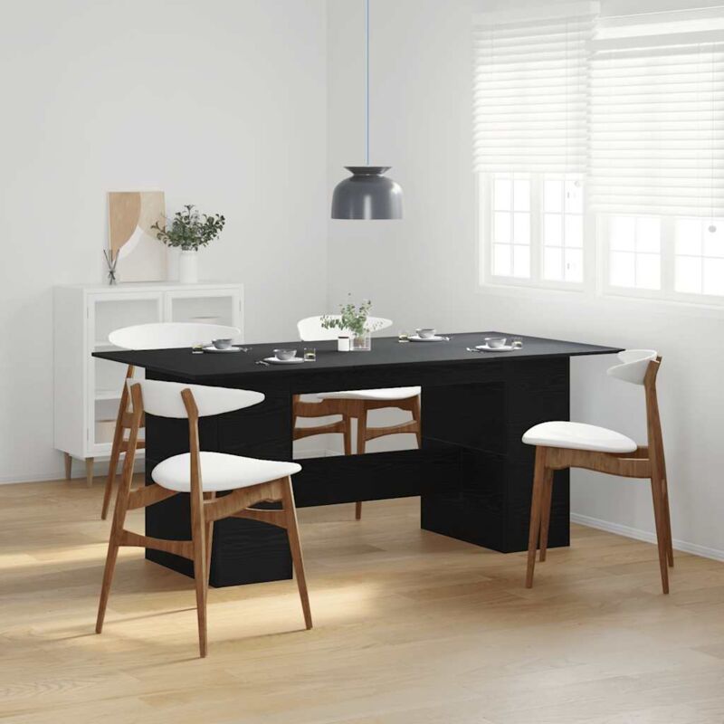 foto del prodotto vidaxl tavolo da pranzo rovere nero 180x90x76 cm legno multistrato