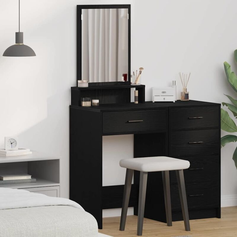 foto del prodotto vidaxl tavolo da trucco con cassetti, nero rovere, 50x41x140 cm