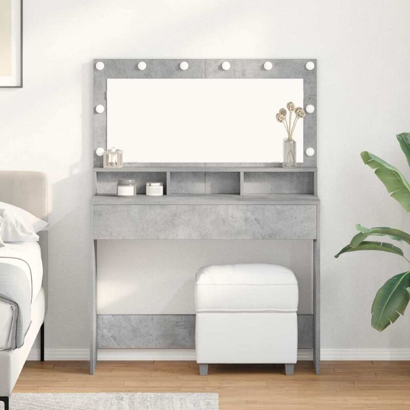 foto del prodotto vidaxl tavolo da trucco con specchio grigio cemento 100 x 41 x 135 cm