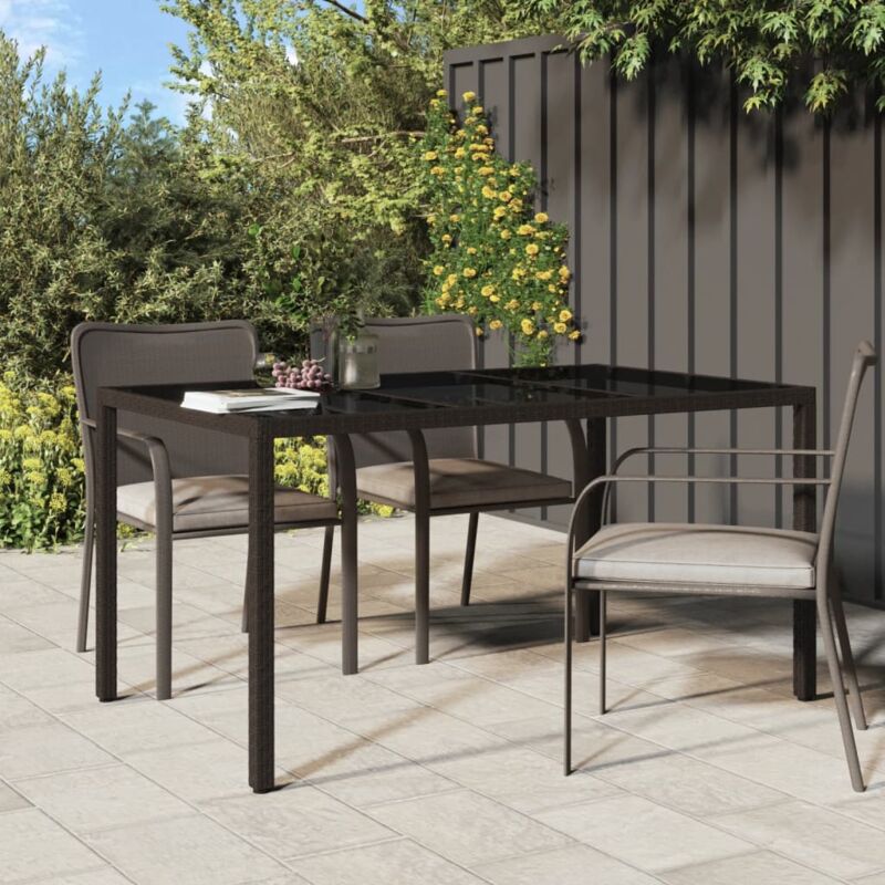foto del prodotto vidaxl tavolo giardino 150x90x75cm vetro temperato polyrattan marrone