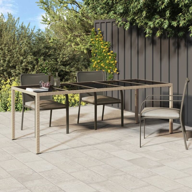 foto del prodotto vidaxl tavolo giardino beige 250x100x75cm vetro temperato e polyrattan