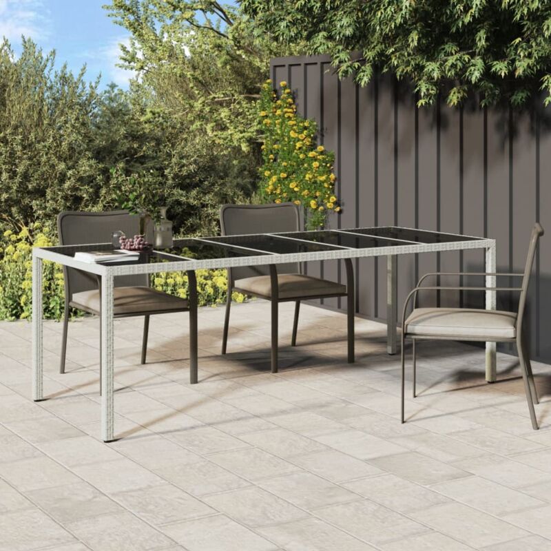 foto del prodotto vidaxl tavolo giardino bianco 250x100x75 cm polyrattan vetro temperato