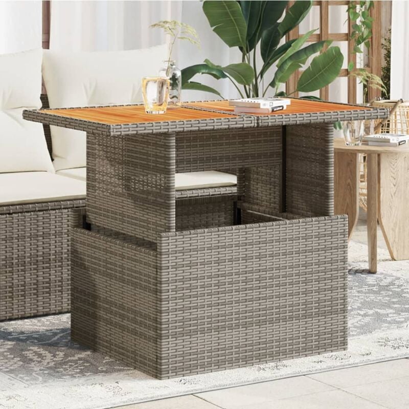 foto del prodotto vidaxl tavolo giardino grigio 100x55x73 cm polyrattan e legno acacia