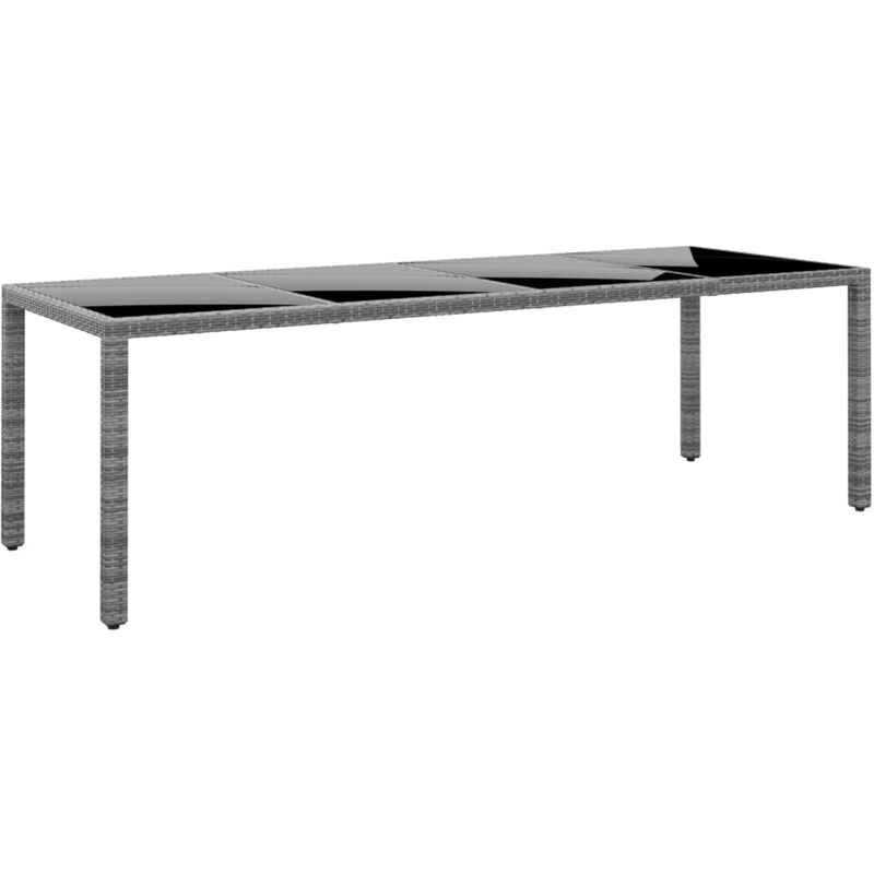 foto del prodotto vidaxl tavolo giardino grigio 250x100x75cm vetro temperato polyrattan