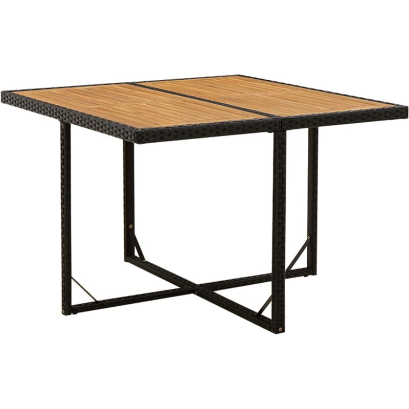 foto del prodotto vidaxl tavolo giardino nero 109x107x74 cm polyrattan e massello acacia