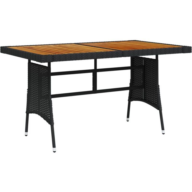 foto del prodotto vidaxl tavolo giardino nero 130x70x72cm polyrattan e massello d acacia