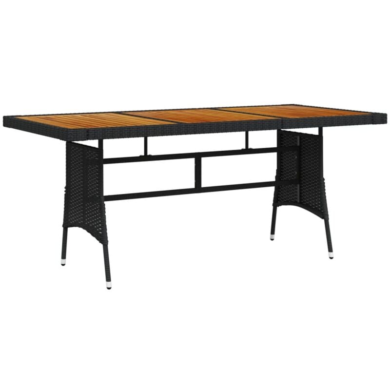 foto del prodotto vidaxl tavolo giardino nero 160x70x72cm polyrattan e massello d acacia