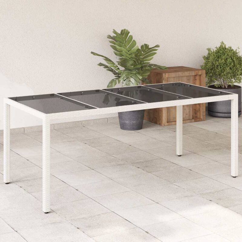 foto del prodotto vidaxl tavolo giardino piano in vetro bianco 190x90x75 cm polyrattan