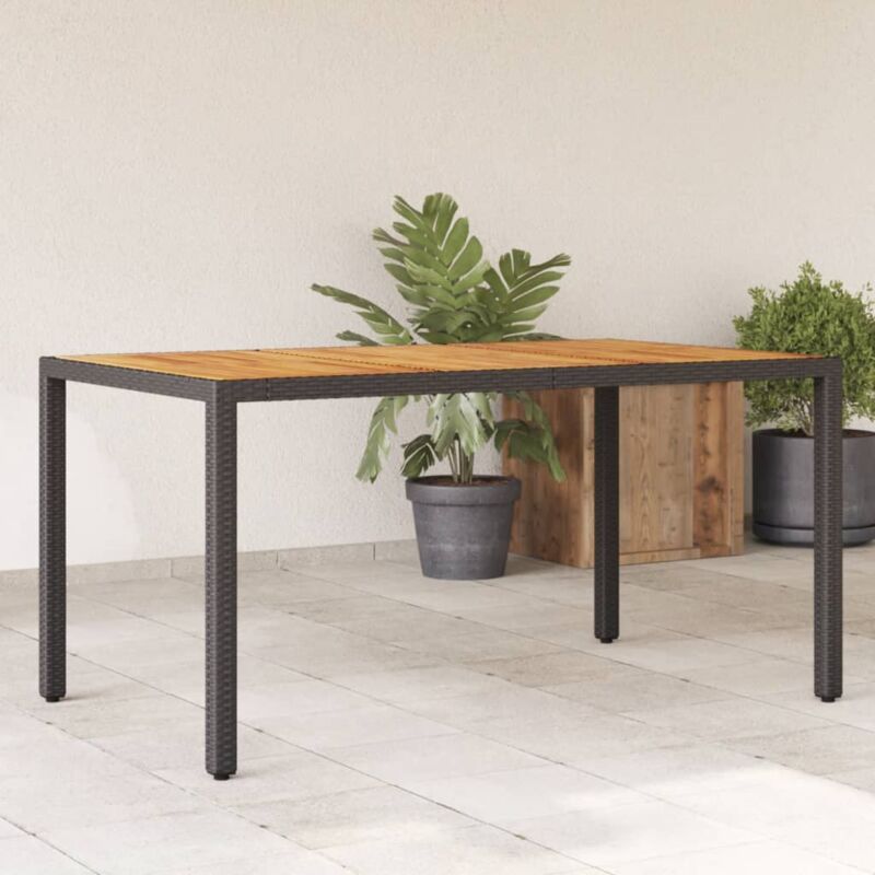 foto del prodotto vidaxl tavolo giardino piano legno acacia nero 150x90x75 cm polyrattan