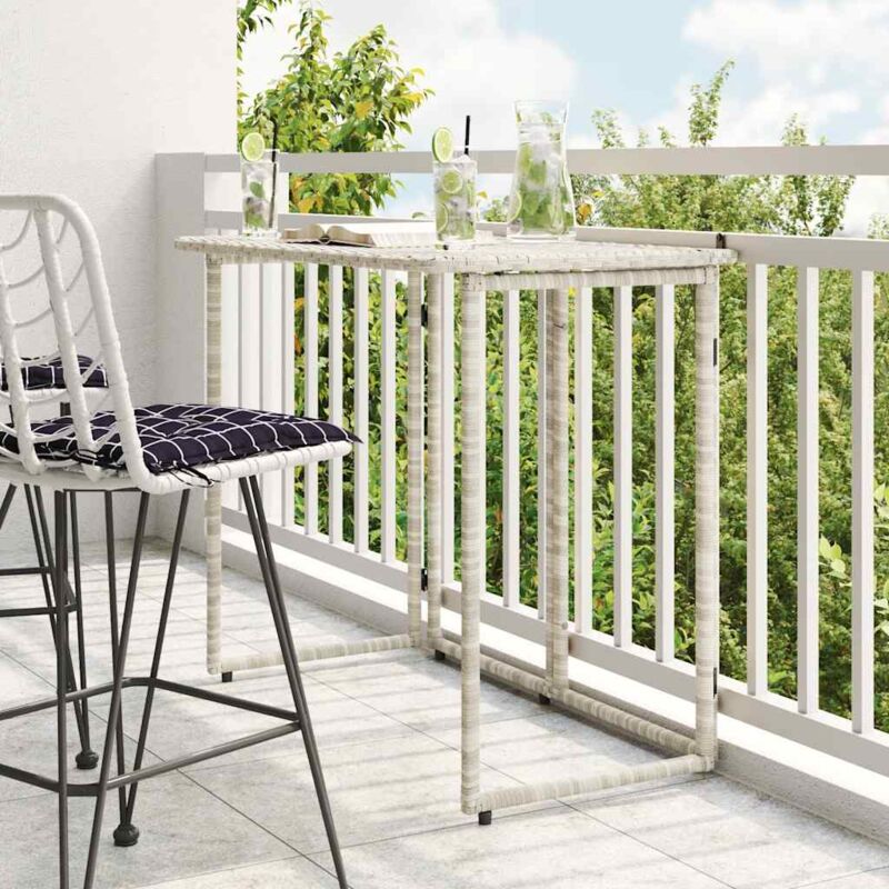 foto del prodotto vidaxl tavolo giardino pieghevole grigio chiaro 90x51x75 cm polyrattan