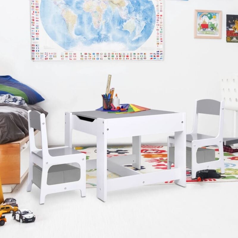 foto del prodotto vidaxl tavolo per bambini con 2 sedie bianco in mdf