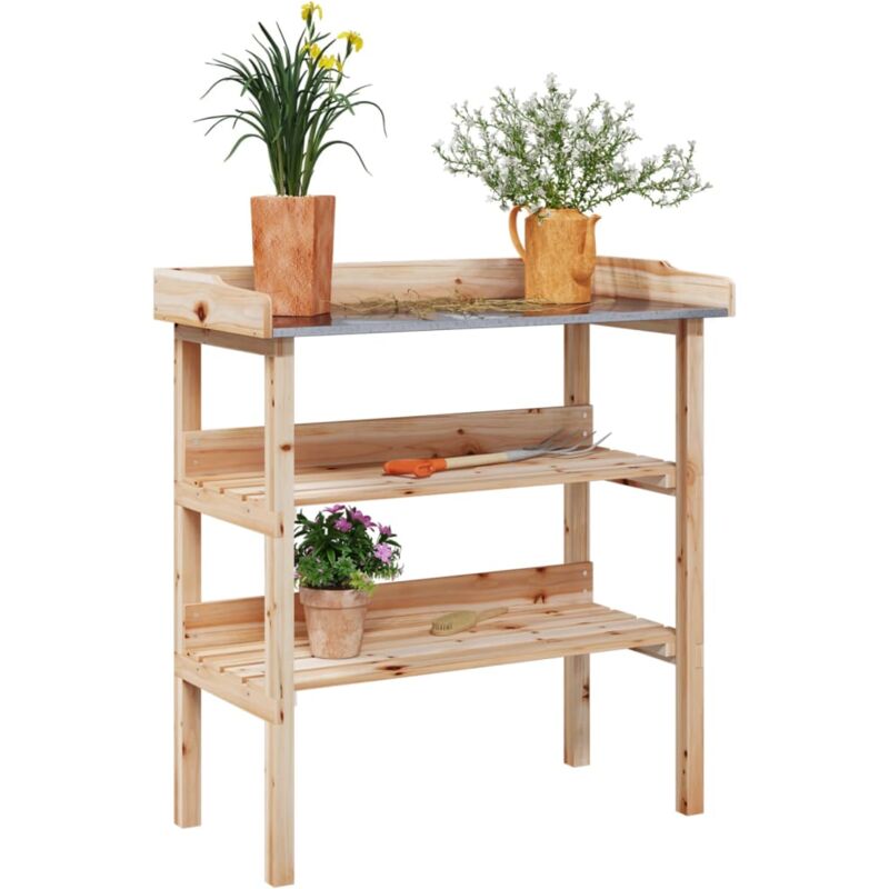 foto del prodotto vidaxl tavolo piante con ripiani 78x38x,82,5cm legno massello abete