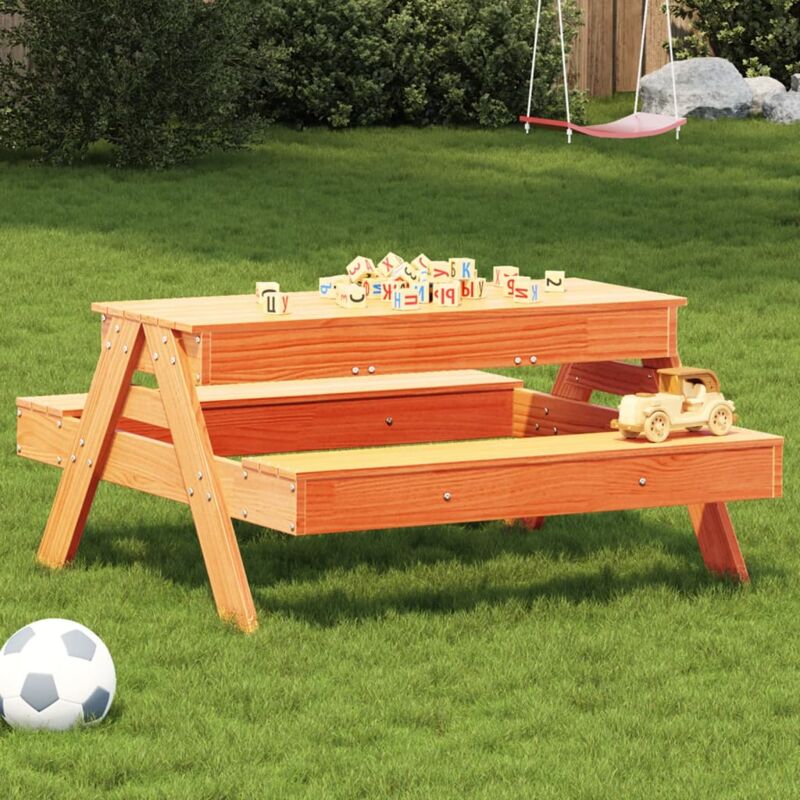foto del prodotto vidaxl tavolo picnic con sabbiera bambini marrone legno massello pino