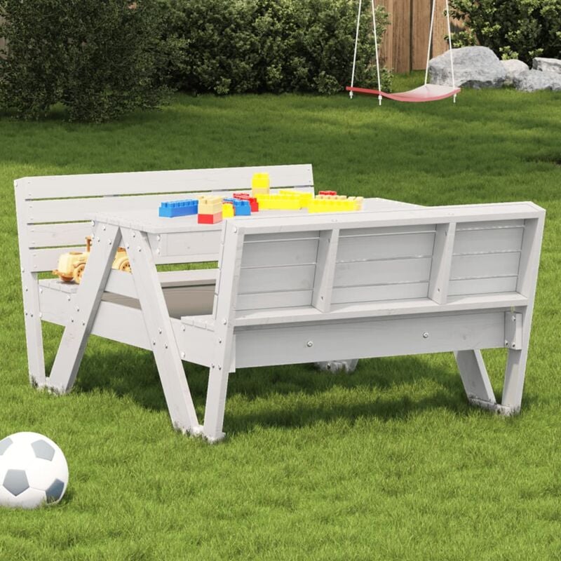 foto del prodotto vidaxl tavolo picnic per bambini bianco 88x122x58 cm massello di pino