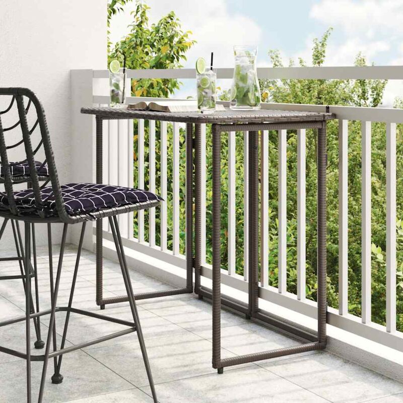 foto del prodotto vidaxl tavolo pieghevole da giardino marrone 90x51x75 cm polyrattan