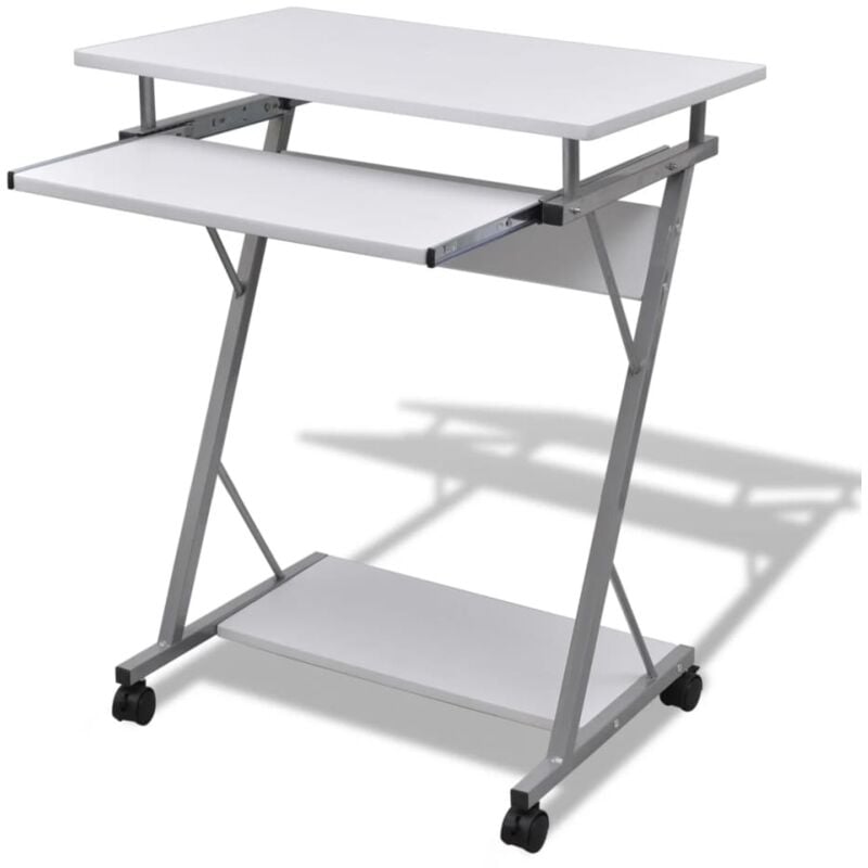 foto del prodotto vidaxl tavolo scrivania per computer con ripiano estraibile bianco