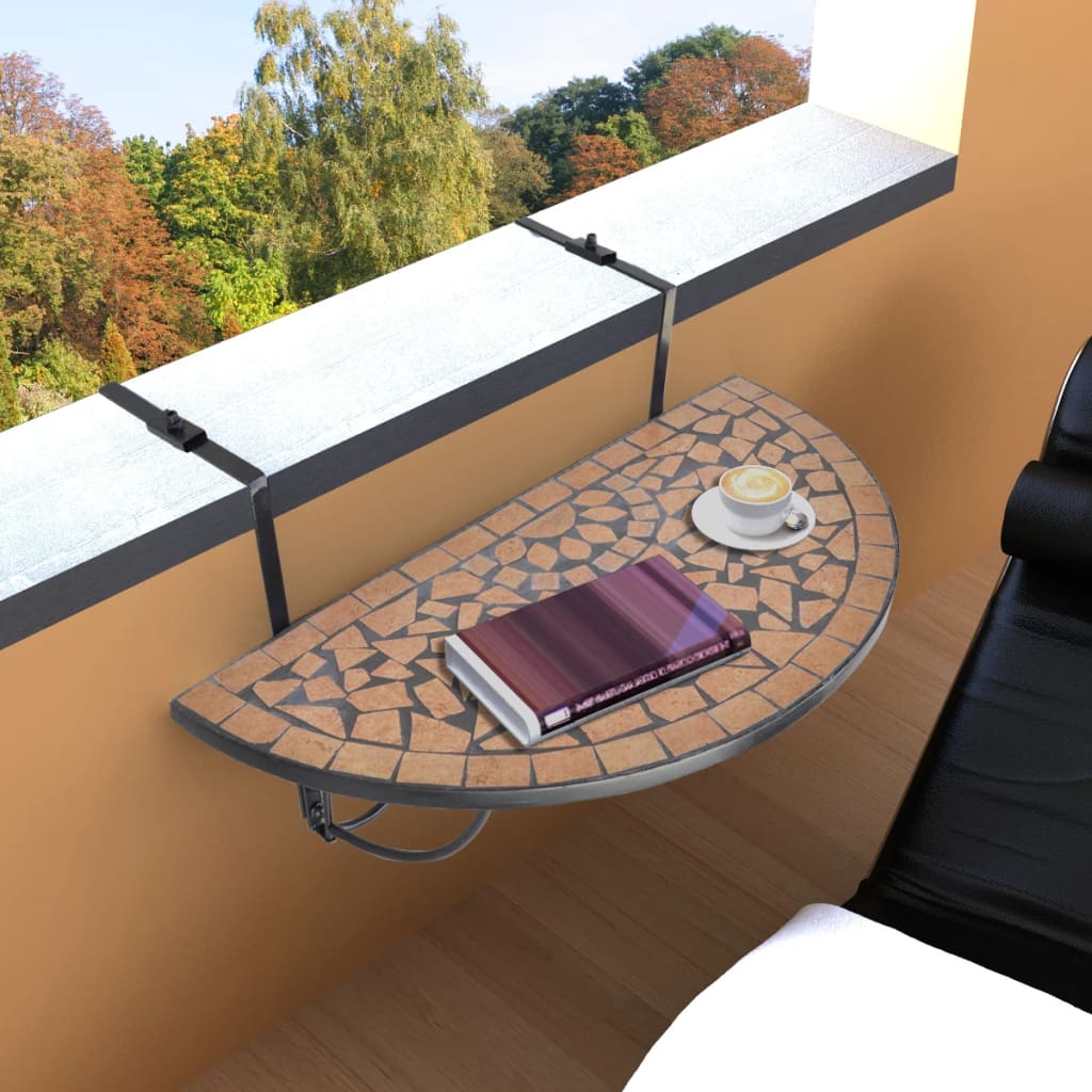 foto del prodotto vidaxl tavolo sospeso da balcone in terracotta con mosaico