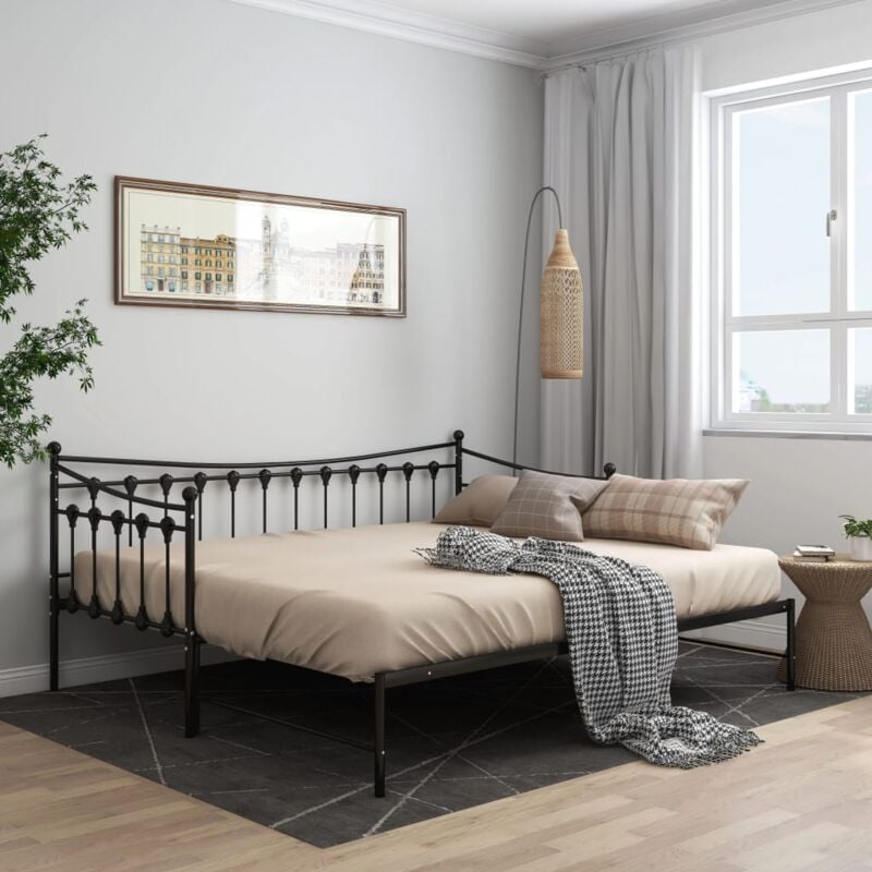 foto del prodotto vidaxl telaio divano letto estraibile nero in metallo 90x200 cm