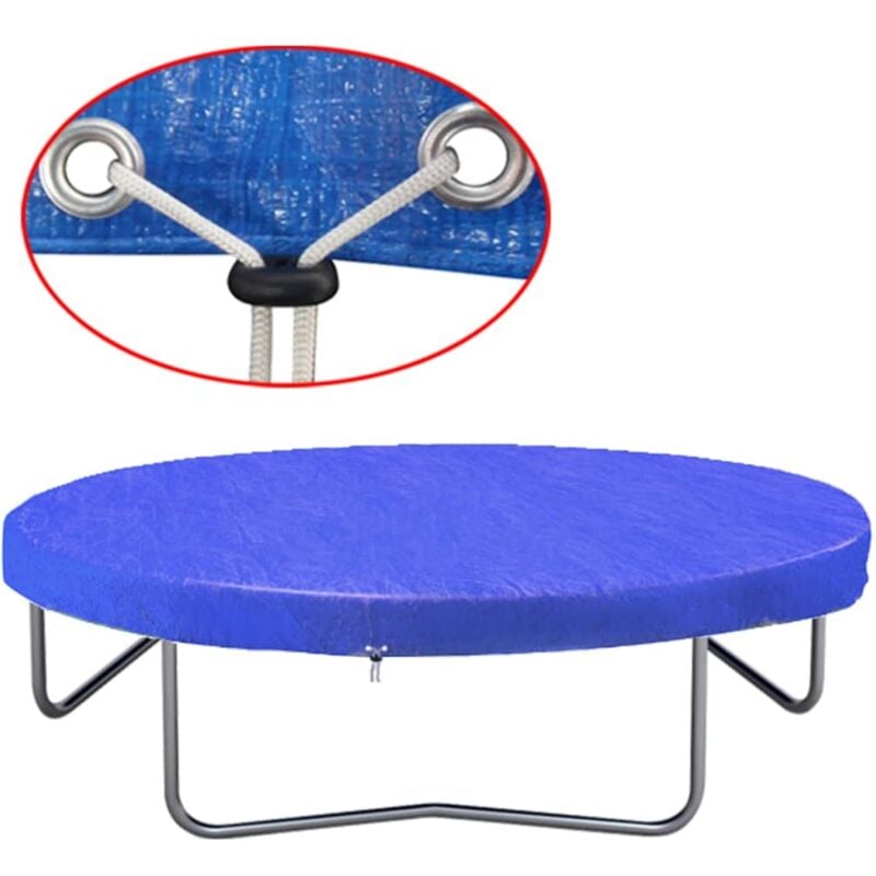 foto del prodotto vidaxl telo di copertura per trampolino elastico in pe 90 g m blu vari dimensioni dimensioni 360 367 cm