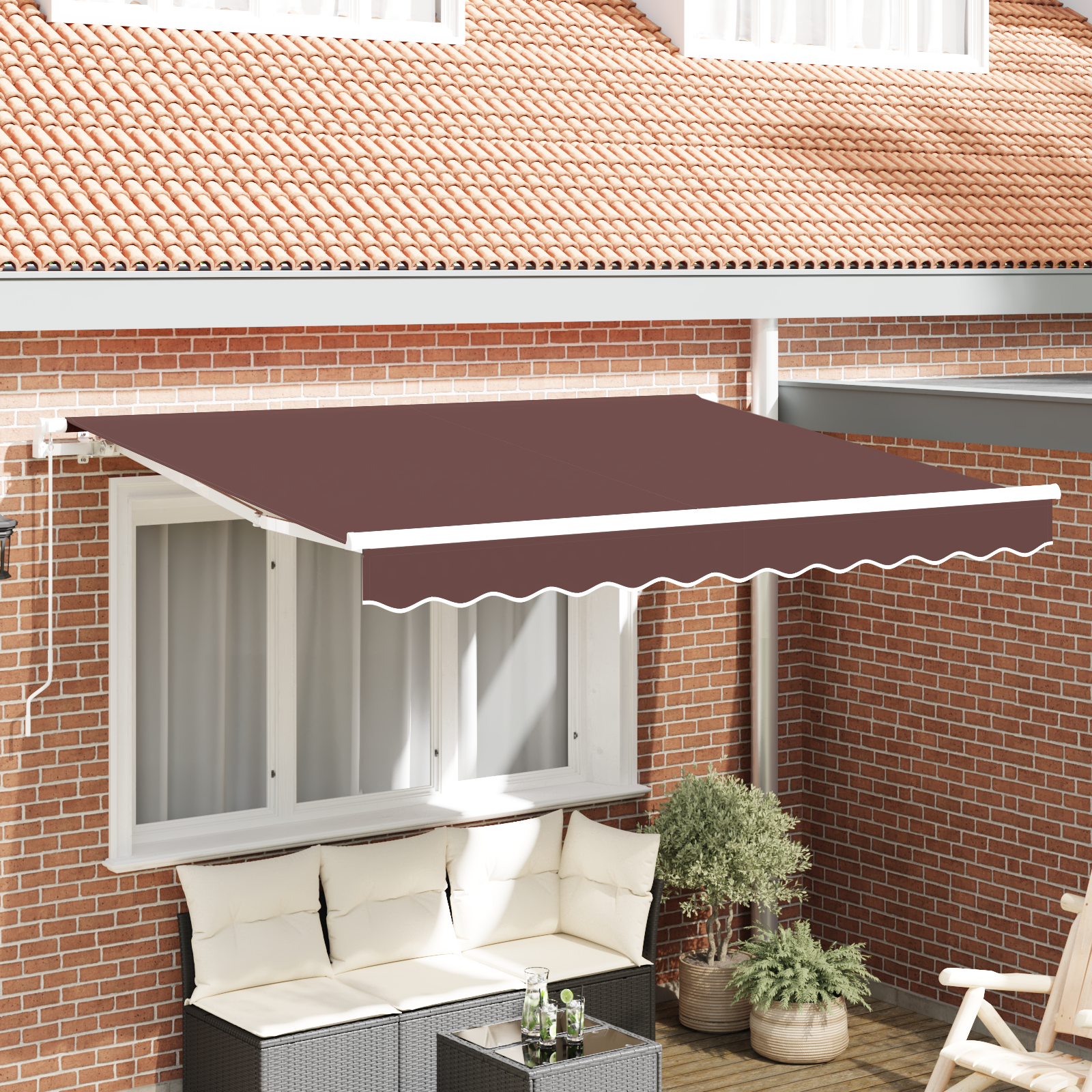 foto del prodotto vidaxl telo di ricambio per tenda da sole marrone 350 x 200 cm tela