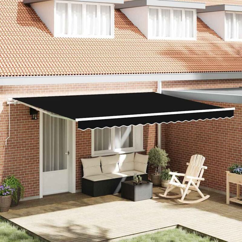 foto del prodotto vidaxl telo di ricambio per tenda da sole nero 450 350 cm tela