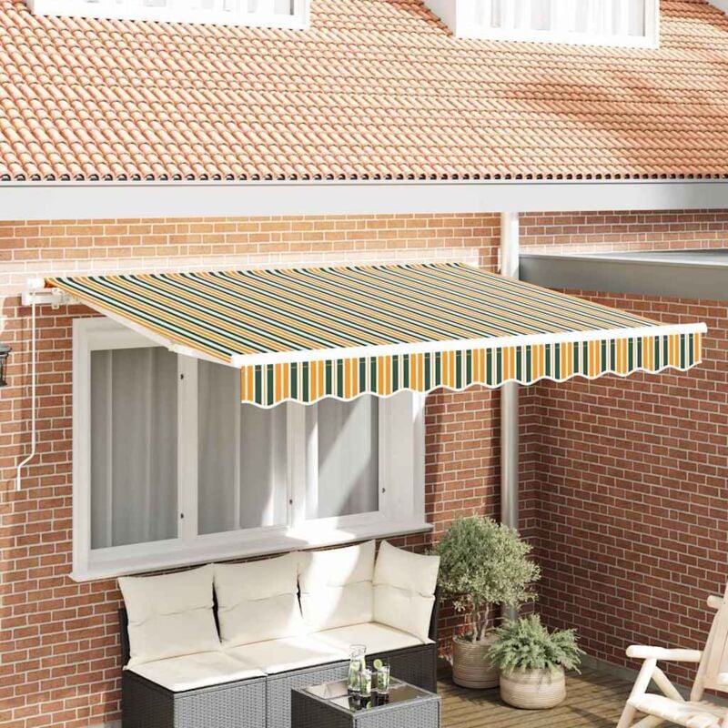 foto del prodotto vidaxl telo di ricambio per tenda da sole verde e giallo 300 x 250 cm