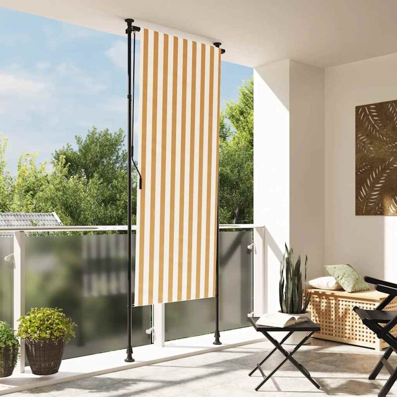 foto del prodotto vidaxl tenda a rullo esterno arancio bianca 100x270cm tessuto acciaio