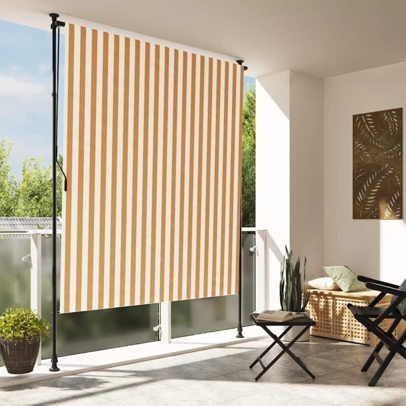 foto del prodotto vidaxl tenda a rullo esterno arancio bianca 150x270 cm tessuto acciaio