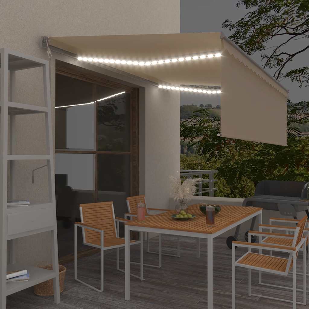 foto del prodotto vidaxl tenda automatica con parasole led e sensore vento 4x3 m crema