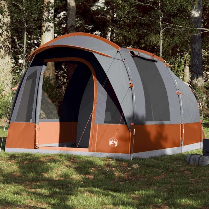 foto del prodotto vidaxl tenda da campeggio a tunnel per 3 persone grigio e arancione