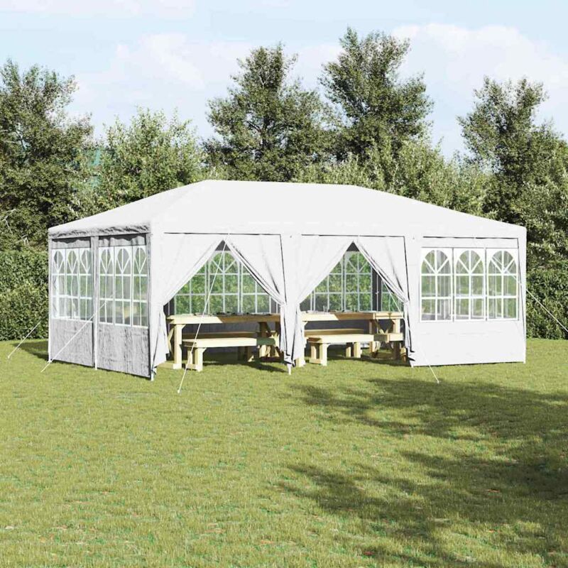 foto del prodotto vidaxl tenda da festa con 10 pareti laterali bianche 6x4 m in pe