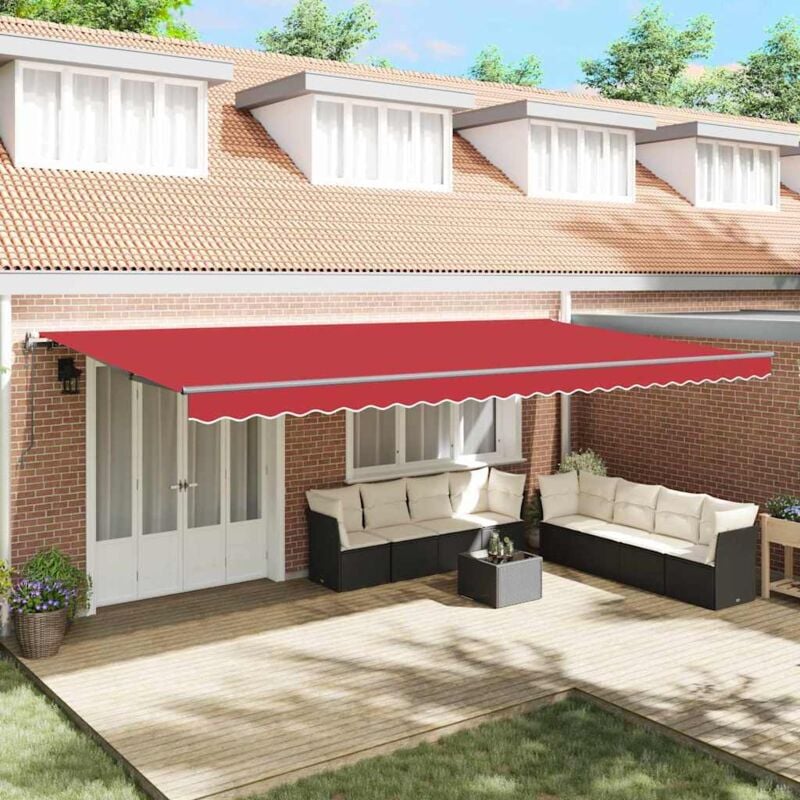 foto del prodotto vidaxl tenda da sole automatica retrattile rossa 600 x 350 cm