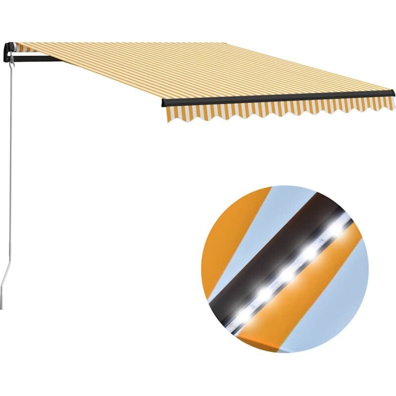 foto del prodotto vidaxl tenda da sole manuale con led 300x250 cm gialla e bianca