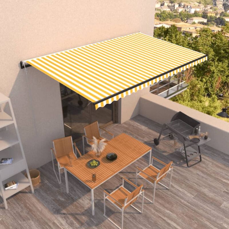 foto del prodotto vidaxl tenda da sole retrattile automatica 500x350 cm gialla e bianca