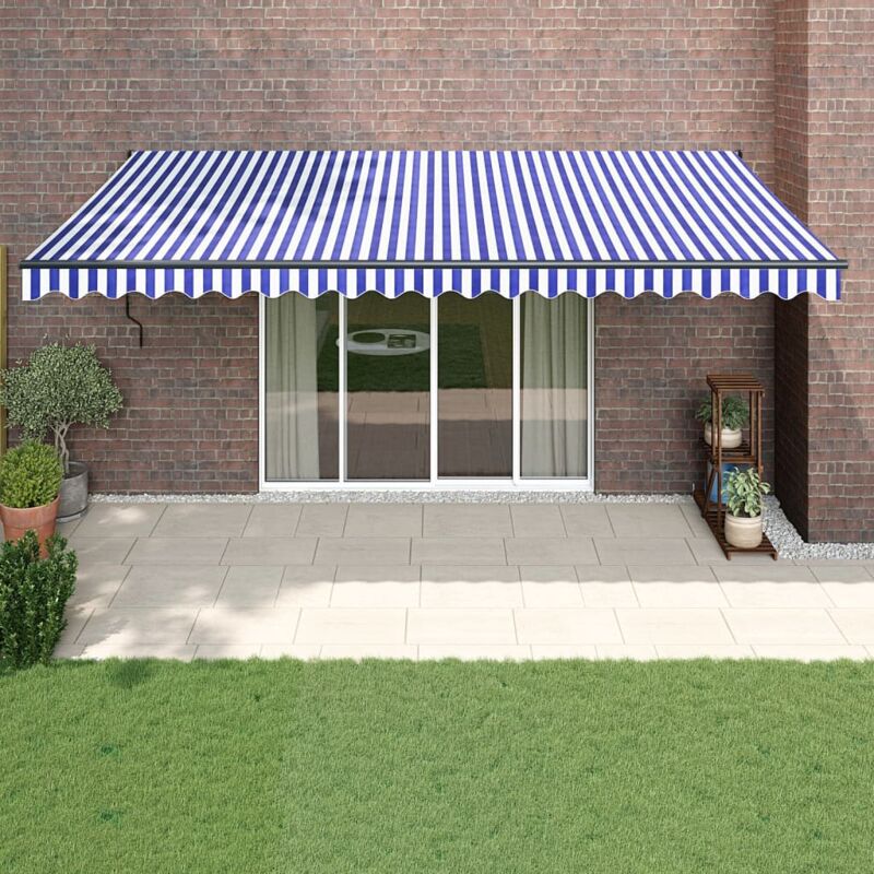 foto del prodotto vidaxl tenda da sole retrattile blu e bianca 5x3 m tessuto e alluminio