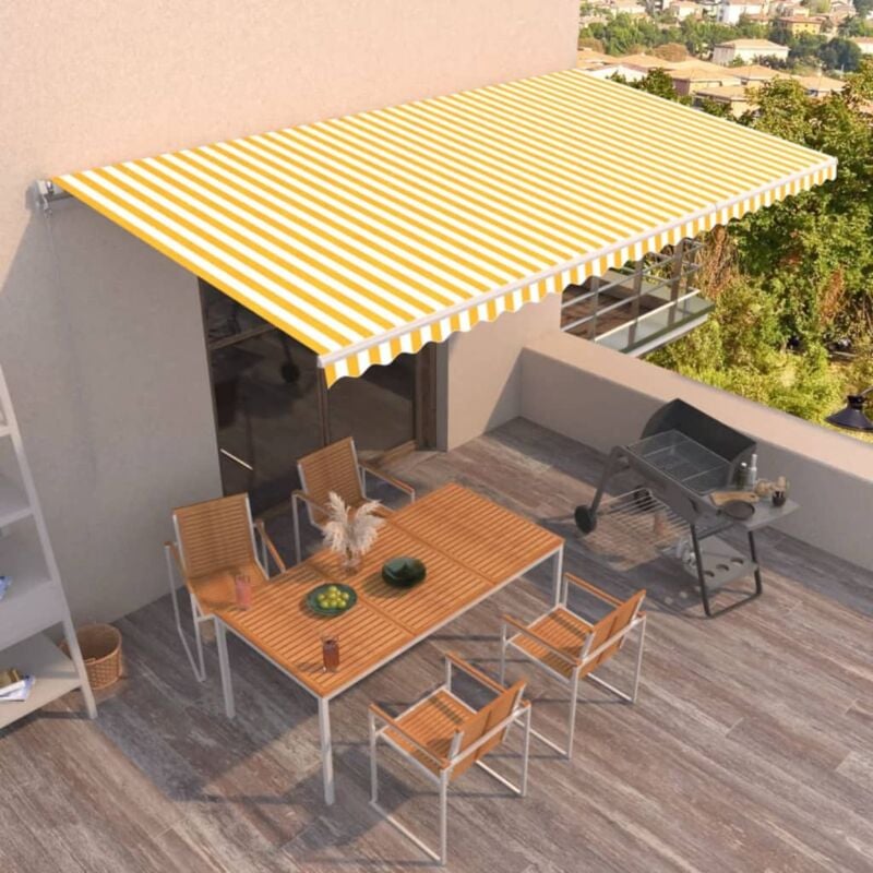 foto del prodotto vidaxl - tenda da sole retrattile manuale 600x350 cm gialla e bianca