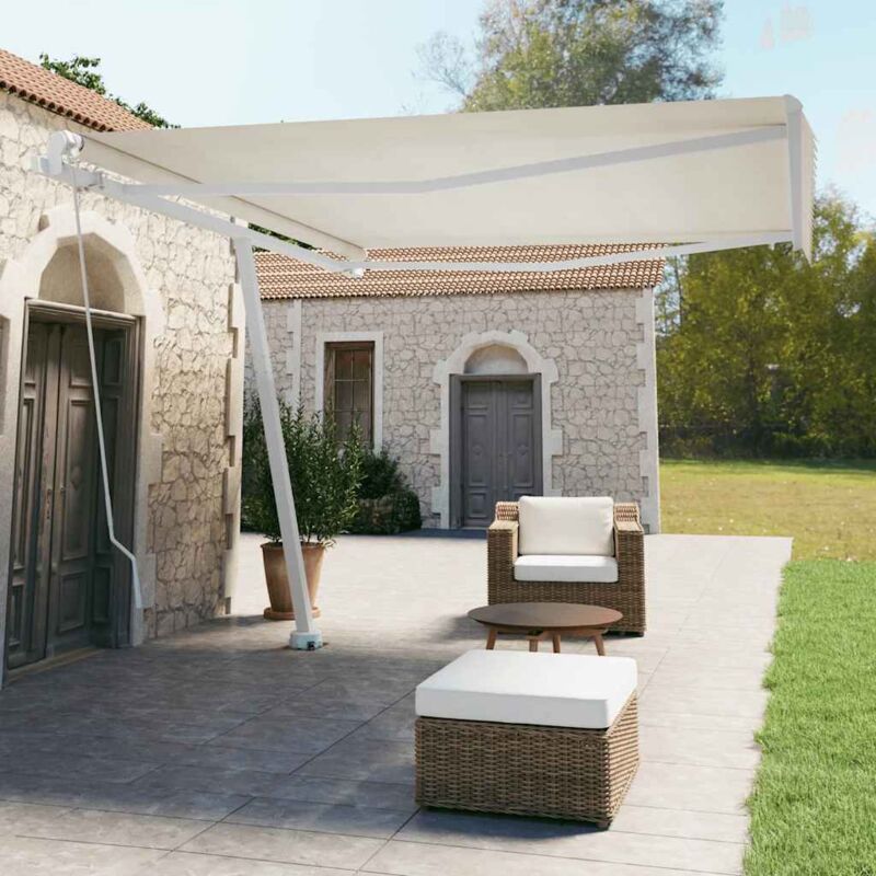 foto del prodotto vidaxl tenda da sole retrattile manuale autoportante 400x350 cm crema