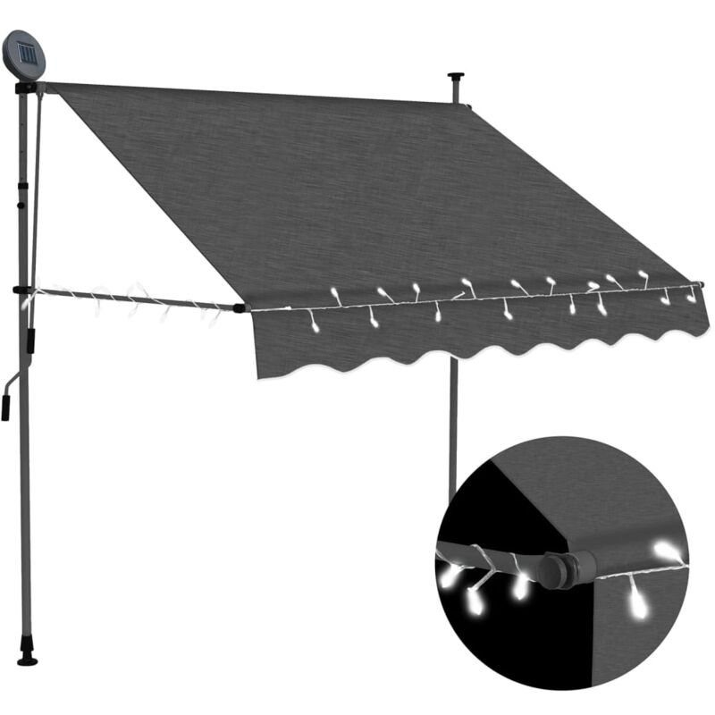 foto del prodotto vidaxl - tenda da sole retrattile manuale con led 150 cm antracite