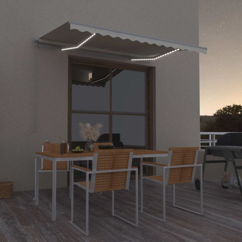 foto del prodotto vidaxl tenda da sole retrattile manuale con led 300x250 cm crema