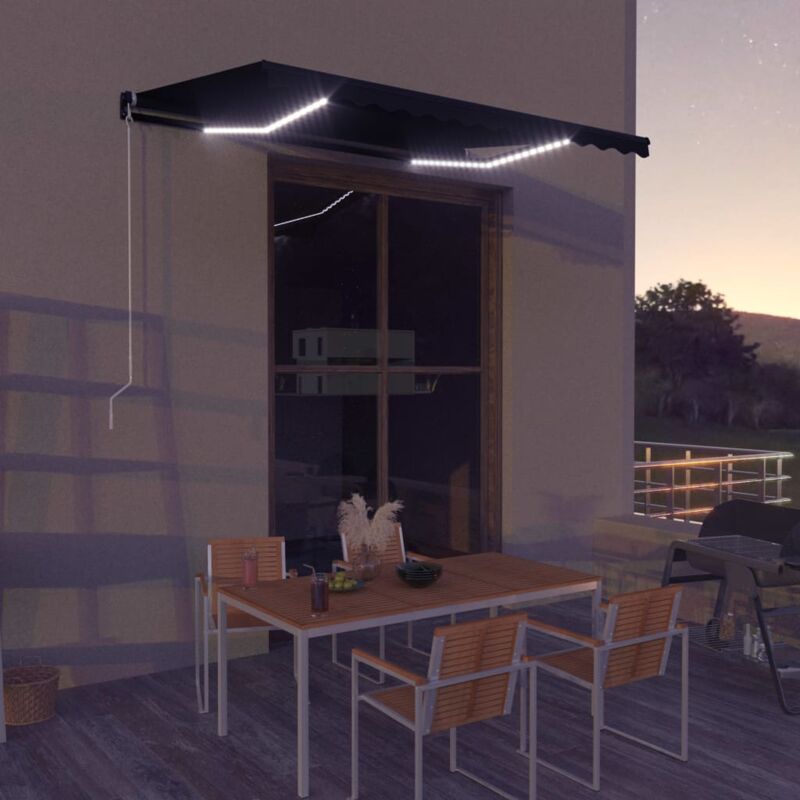 foto del prodotto vidaxl tenda da sole retrattile manuale con led 350x250 cm antracite