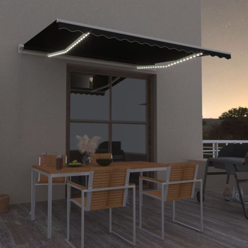 foto del prodotto vidaxl tenda da sole retrattile manuale con led 450x300 cm antracite