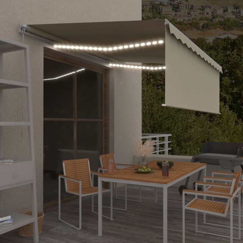 foto del prodotto vidaxl tenda da sole retrattile manuale con led 4x3 m crema