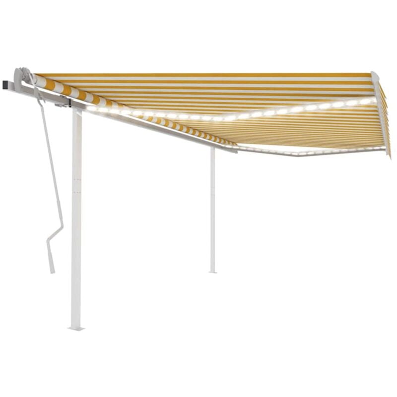 foto del prodotto vidaxl tenda da sole retrattile manuale con led 4x3 m gialla e bianca