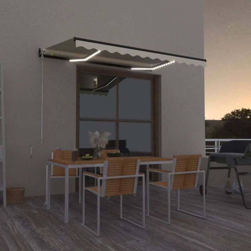 foto del prodotto vidaxl tenda da sole retrattile manuale led 350x250 cm gialla e bianca