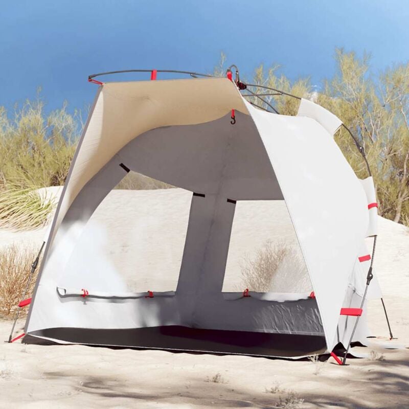 foto del prodotto vidaxl tenda da spiaggia 2 persone grigio rilascio rapido impermeabile