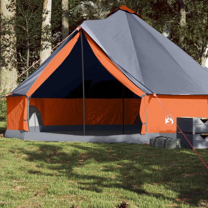 foto del prodotto vidaxl tenda familiare tipi 8 persone grigia e arancione impermeabile