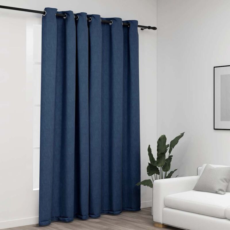 foto del prodotto vidaxl tenda oscurante effetto lino con occhielli blue 290x245cm